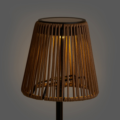 Salford LED lampe med solcelle, genopladelig, polyrattan, H30,5 cm, brun/sort