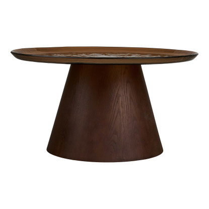 Orvieto sofabord med glasplade, mørkebrun askefiner, Ø80 cm