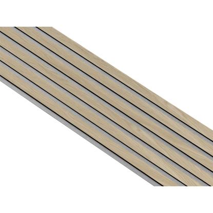 I-Wood Medio+ Original akustikpanel, ubehandlet natur, grå filt og sort kerne, egefiner, 17 x 300 mm