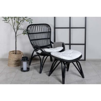 Venture Design Ella loungestol med fodskammel, sort/off-white