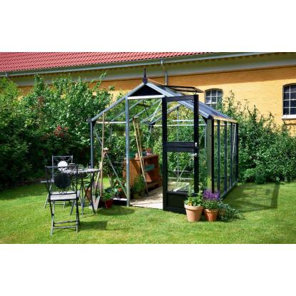 Juliana Compact drivhus 6,6 m², alu/sort, 3 mm hærdet glas