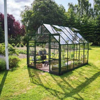 Halls Icon 8 drivhus 8,1 m², grøn, 3 mm glas