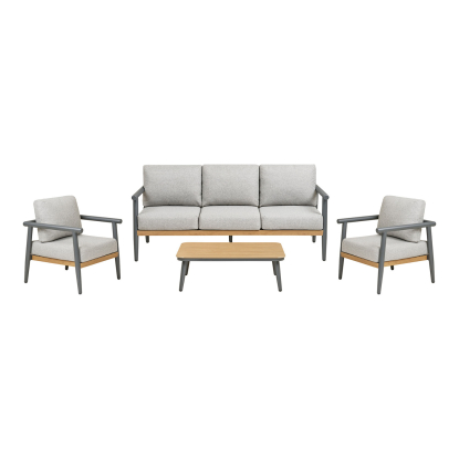 Comillas loungesæt med hynder, aluminium/nonwood, gråbeige