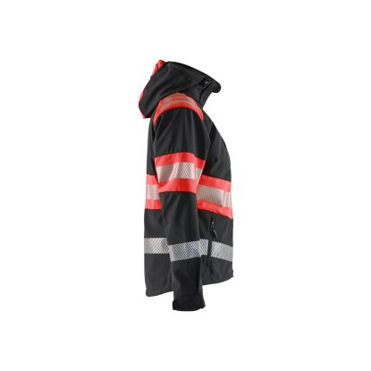 Blåkläder 4404 dame high vis softshell jakke, sort/hi-vis rød