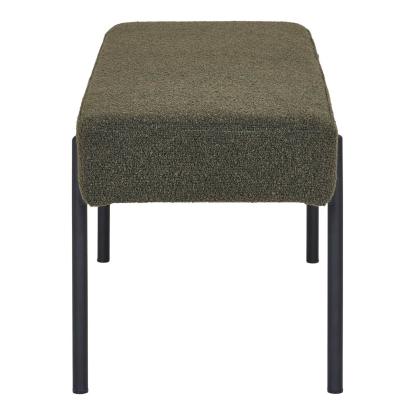 Swindon bænk i mørkegrøn bouclé med sorte ben, 100 x 36 x 42,5 cm