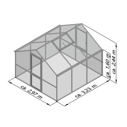 KGT Nelke III drivhus, aluminium, 9,59 m²