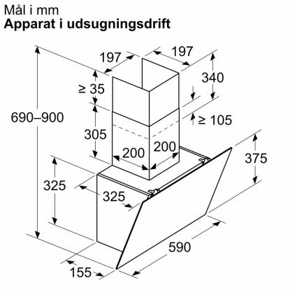 Siemens iQ100 væghængt emhætte LC65KDK60, sort, 60 cm