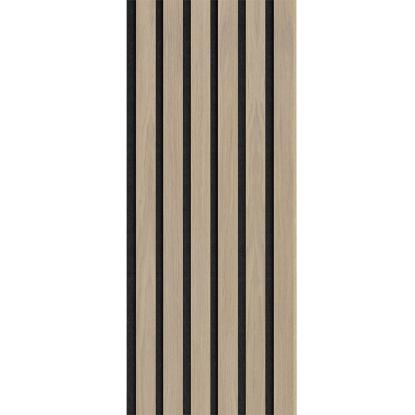 I-Wood Basic Original akustikpanel, hvid olieret, sort filt og lys kerne, egefiner, 16 x 300 mm 