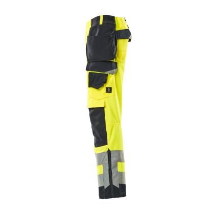 MASCOT SAFE SUPREME Wigan arbejdsbukser med hængelommer, hi-vis gul/mørk marine