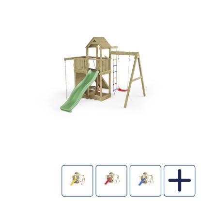 Fungoo Activer legetårn med klatrevægge, rebstige, gynge og rutsjebane