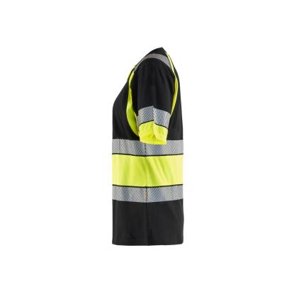 Blåkläder 3410 dame high vis t-shirt, sort/hi-vis gul