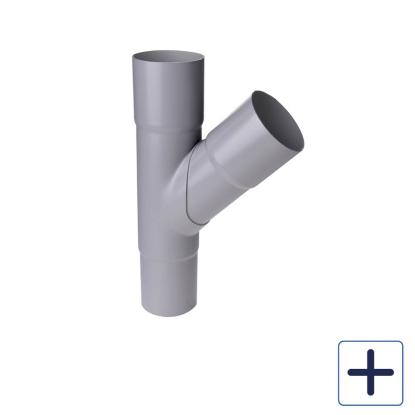 Plastmo grenrør, PVC, grå, 75°