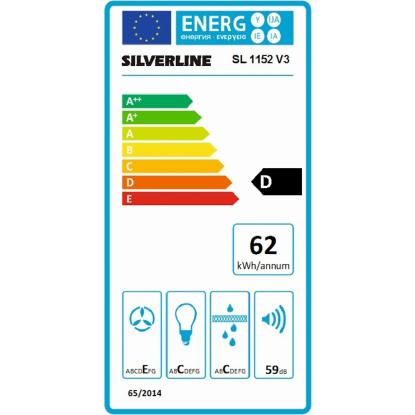 Silverline SL1152 V3 Crystal skabsintegreret emhætte, hvid/rustfri front, 60 cm