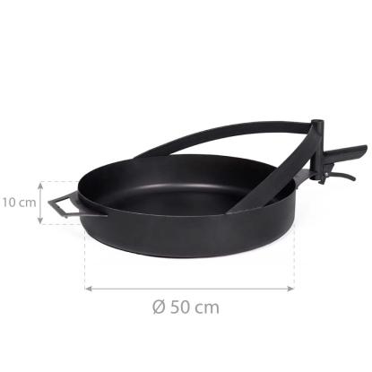Cook King stegepande med håndtag til Bandito og Montana X bålsted, naturstål, sort, Ø50 cm