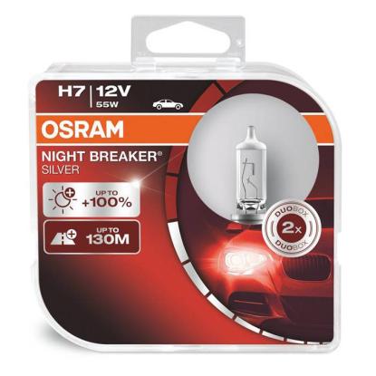Osram forlygtepære, night breaker silver H7, 2 stk.