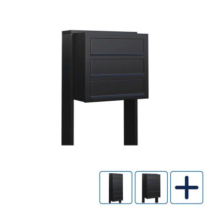 Bravios Cube Exclusive postkasseanlæg med stander, uden lås, sort