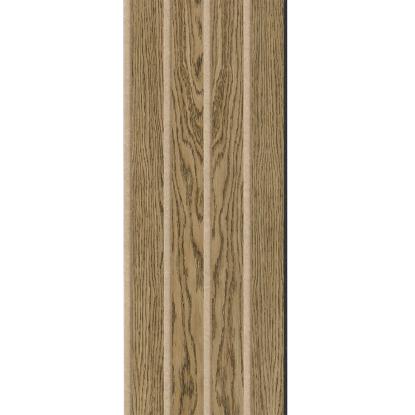 I-Wood Medio+ 4-lamel akustikpanel, mørkebrun olieret, beige filt og sort kerne, egefiner, 17 x 300 mm