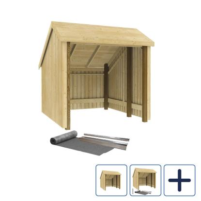 PLUS cykelskur i 1 modul med åben front, natur/nåletræ - 5,7 m²