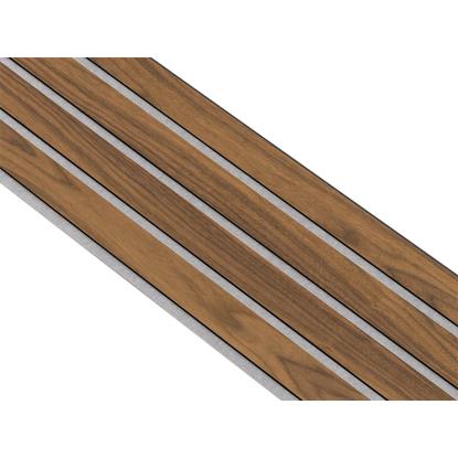 I-Wood Medio+ 4-lamel akustikpanel, klar olieret, grå filt og sort kerne, valnøddefiner, 17 x 300 mm