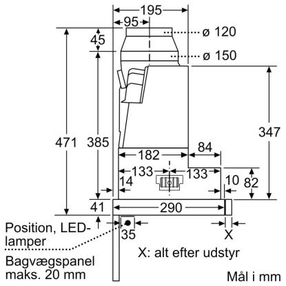 Siemens iQ300 skabsintegreret emhætte LI67RB531, sølv, 60 cm