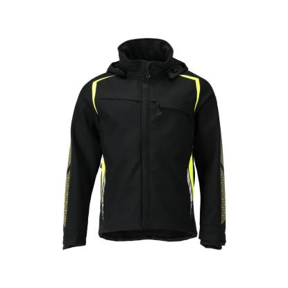 MASCOT ACCELERATE SAFE softshell jakke med hætte, sort/hi-vis gul