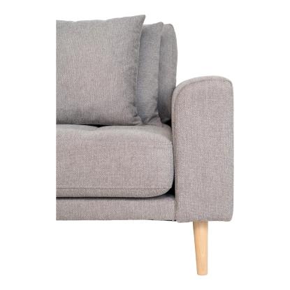 Lounge sofa, venstrevendt i lysegrå med fire puder