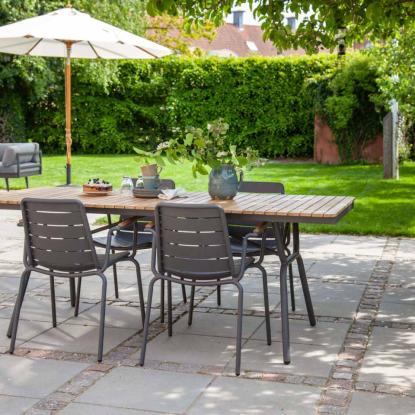 Cinas Parc havebord, antracit, teak, 197,5 x 88 x 74 cm 