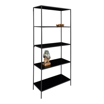 Vita reol med fem hylder, sort, 80 cm
