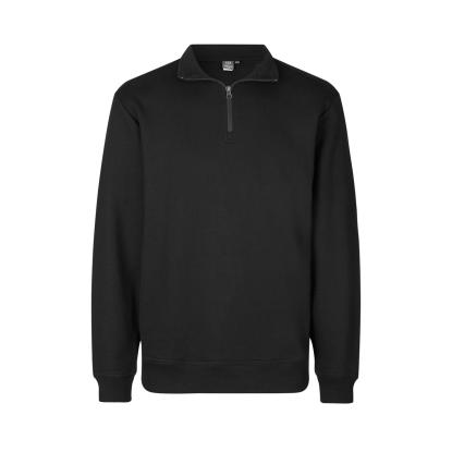 ID PRO Wear CARE 0384 sweashirt med kort lynlås, ubørstet, sort