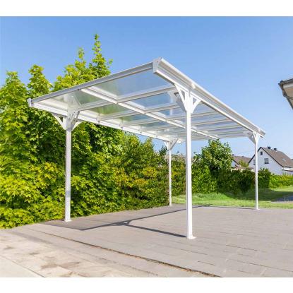 Westmann Helsinki carport, fladt tag, hvid, 232 x 305 x 503 cm - 15 m²