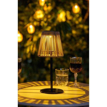 Salford LED lampe med solcelle, genopladelig, polyrattan, H30,5 cm, brun/sort