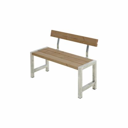 PLUS Café plankebænk med ryglæn, ThermoWood, 127 cm