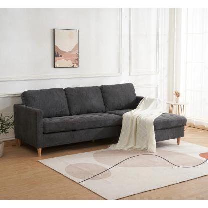 Sofa, mørkegrå med natur træben