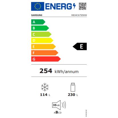 Samsung RB34C675EWW/EF fritstående kølefryseskab, 230 + 114 liter