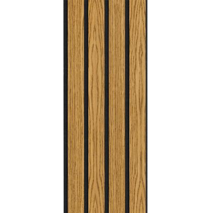 I-Wood Basic 4-lamel akustikpanel, brun olieret, sort filt og sort kerne, egefiner, 17 x 300 mm 