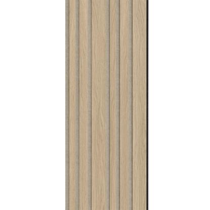 I-Wood Basic Mixed akustikpanel, hvid olieret, beige filt og sort kerne, egefiner, 17 x 300 mm 