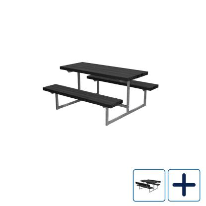 PLUS Basic Junior bord/bænkesæt, sort/nåletræ, 118 cm
