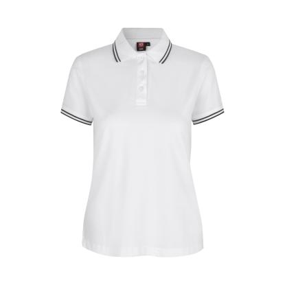 ID 0523 Kontrast poloshirt med stretch, dame, hvid