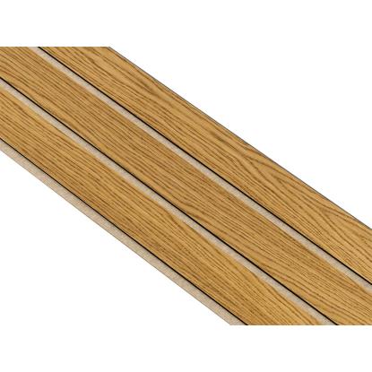 I-Wood Medio+ 3-lamel akustikpanel, brun olieret, beige filt og sort kerne, egefiner, 17 x 300 mm