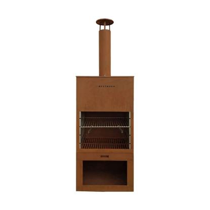 Westmann havepejs med grillrist, rust, 229 x 70 x 41 cm
