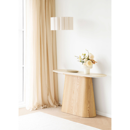Larvik konsol, askefiner/marmorlook, råhvid, 130 cm