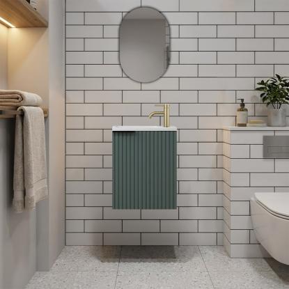 Nortiq Verona One-Box badmøbel med vask og spejl, støvet grøn, 40 cm