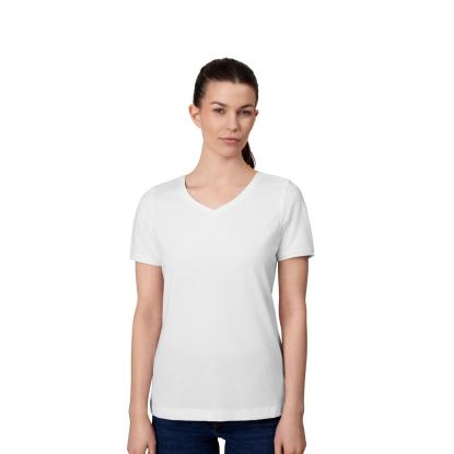ID PRO Wear CARE 0373 T-shirt med v-hals, dame, hvid