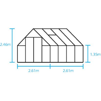 Halls Qube+ 88 drivhus 6,6 m², sort, 3 mm hærdet glas