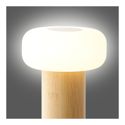 Stafford LED bordlampe med bambus, genopladelig, H18 cm, natur/hvid