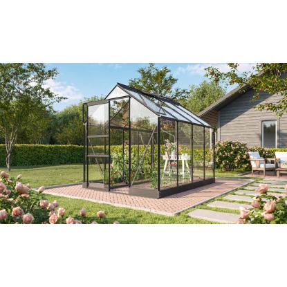 Vitavia Apollo drivhus 5000, 5 m², sort, 3 mm glas, inkl. sokkel