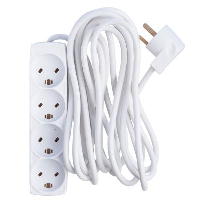 E-Line EDB stikdåse med jord, 4-vejs, 3G1 mm², hvid - 5 meter