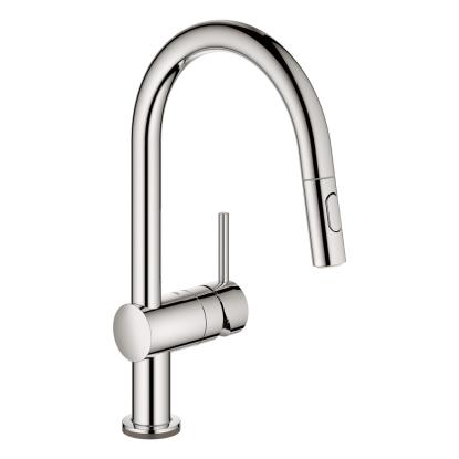 GROHE Minta Touch elektronisk køkkenarmatur med høj C-tud og udtræk, 6V batteri, krom
