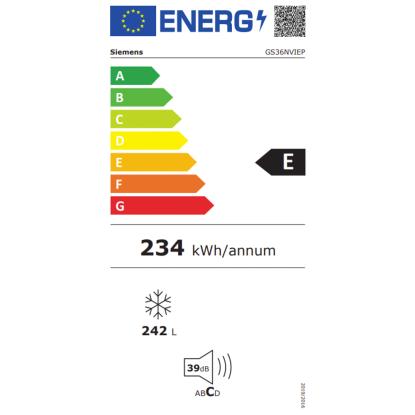 Siemens iQ300 fritstående fryseskab GS36NVIEP, 242 liter