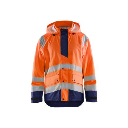 Blåkläder 4323 high vis regnjakke level 1, hi-vis orange/marineblå